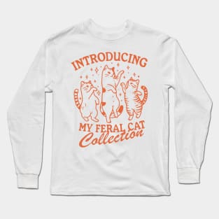 My Feral Cat Collection Trendy Vintage Retro Funny Cat Lover Design Long Sleeve T-Shirt